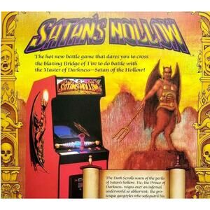 Satans Hollow Arcade Flyer Original 1982 Video Game Art Devil Horror Retro